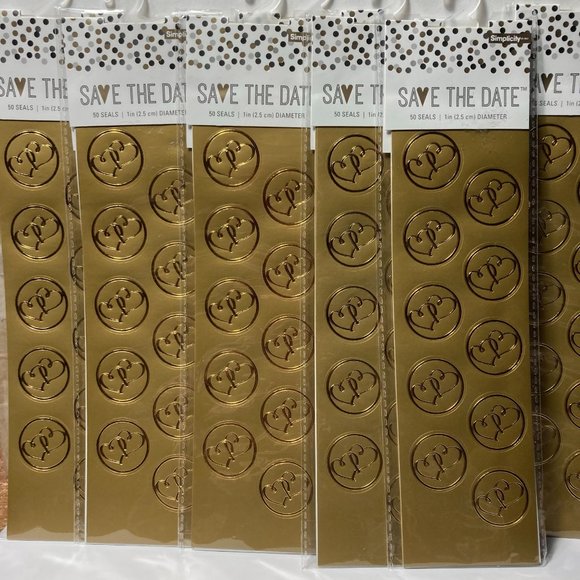 Double Heart Seals Gold Stickers for Cards Crafts - Picture 8 of 12